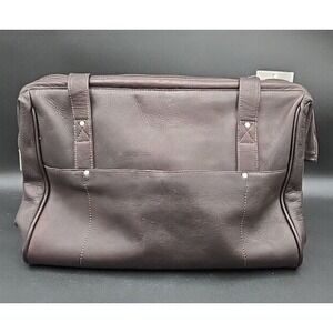 Piel Dk Brown Leather Duffle Travel Doctor Overnight Weekender Bag Unisex NWT